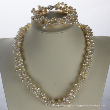 Snh 5-6mm Nugget Shape Freshwater Pearl Jewelry Set Wholesale